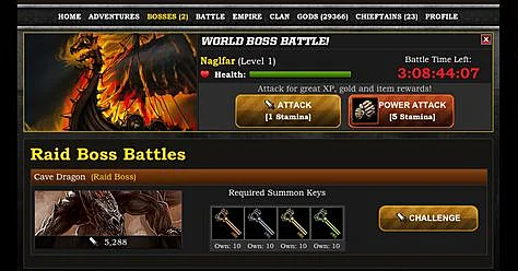 Clicker game Viking Clan's Raid Boss page